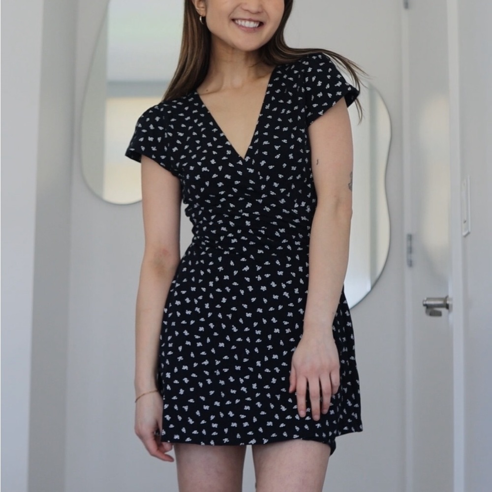 Brandy Melville Navy Floral Wrap Dress
